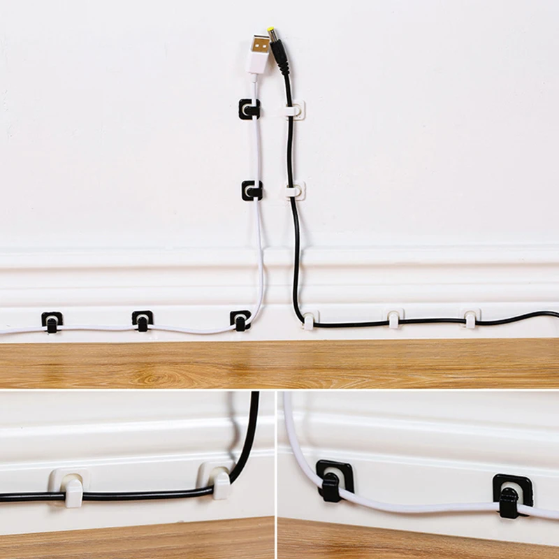 

18 Pieces Self-adhesive Mini Wire Organizing Clip Network Data Cable Organizer Single Hook Fixed Wire Clip Wall Fixing Stickers