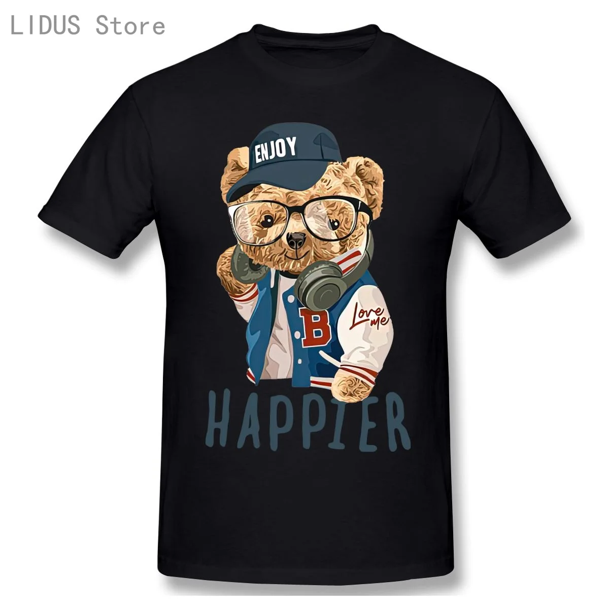 

Happier Creative Alphabet Teddy Bear T shirt Harajuku T-shirt Graphics Tshirt Brands Tee Top