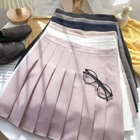 womens spring pleated skirt korean sweet versatile ladies slim casual temperament solid color high waist jk a line skirt women