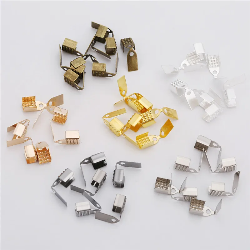 

100pcs Leather Cord End Connectors Clasp 4mm 6mm Iron Gold Color Crimp Beads End Caps Diy Jewelry Accessories Necklace Findings