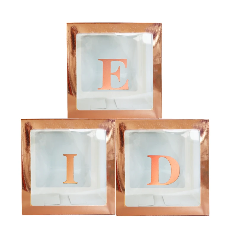 Caja de Globos de Oro rosa EID Mubarak con letras EID, decoraci&oacute;n de Ramad&aacute;n Kareem para el hogar, musulm&aacute;n, al-fitr Eid, fiesta, 3 piezas-1