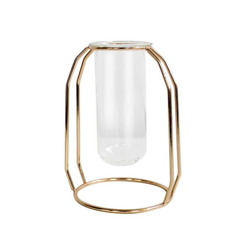 Прозрачная стеклянная железная ваза в скандинавском стиле розовое золото