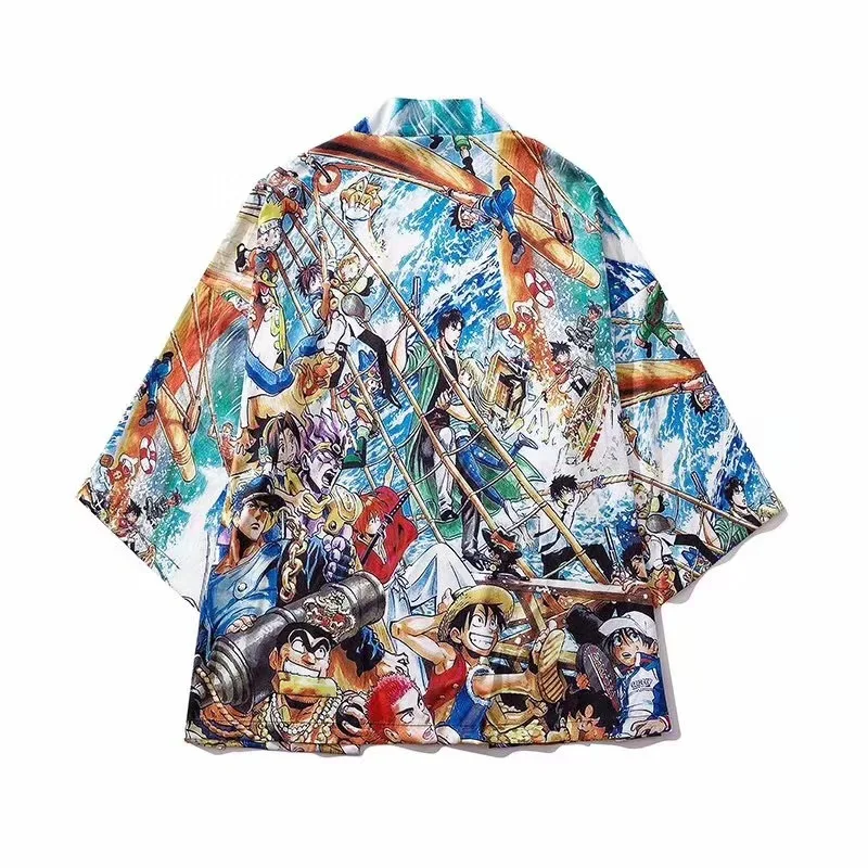 Самурайский кран японское кимоно Haori мужской женский кардиган китайский дракон Традиционная японская одежда азиатская одежда