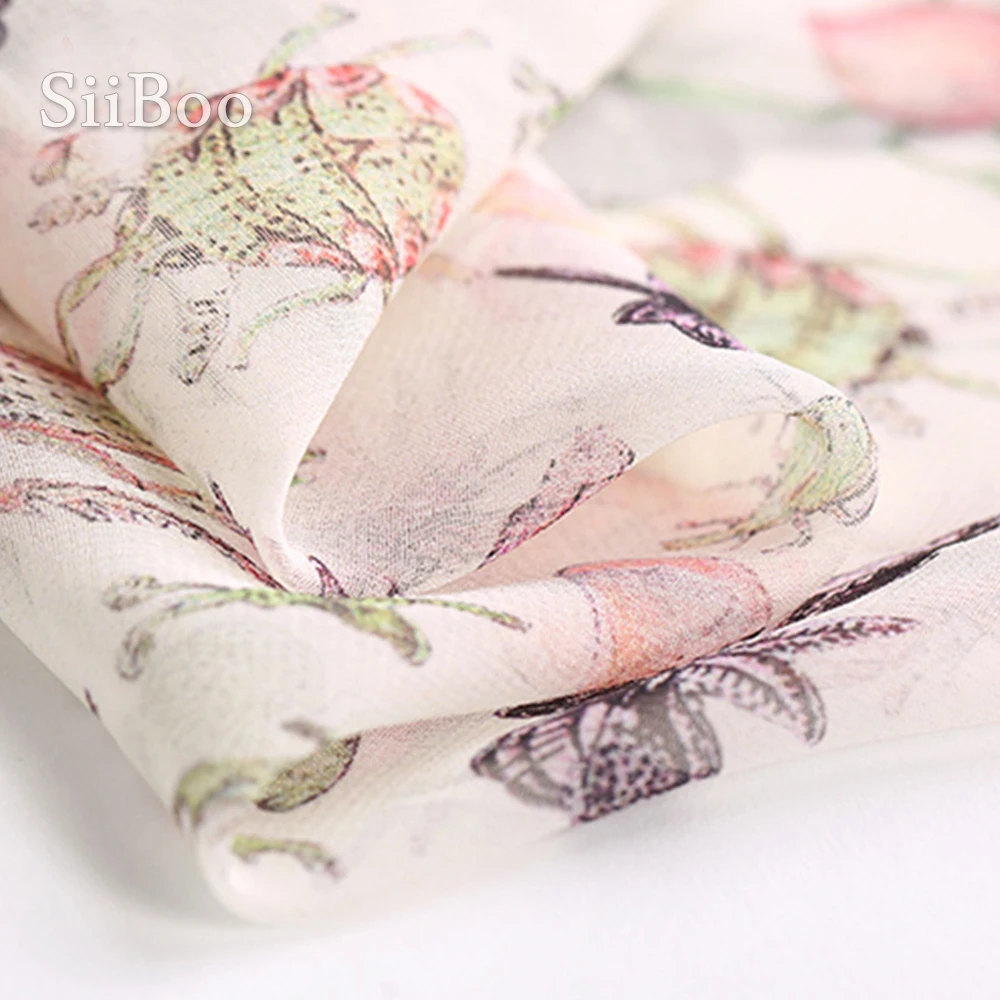 Модельная рубашка из 100% натурального шелка и шифона с милым принтом насекомых 8