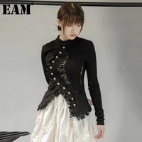 eam knitting cardigan asymmetrical lace hollow out sweater o neck long sleeve women new fashion spring autumn 2021 1dd6028