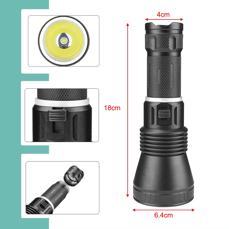 en Ucuz XHP70.2 En Güçlü LED Tüplü Dalış El Feneri 200m Sualtı 5000mAh 26650 Torç 7000LM Su Geçirmez XHP50 Dalış Lambası Fener