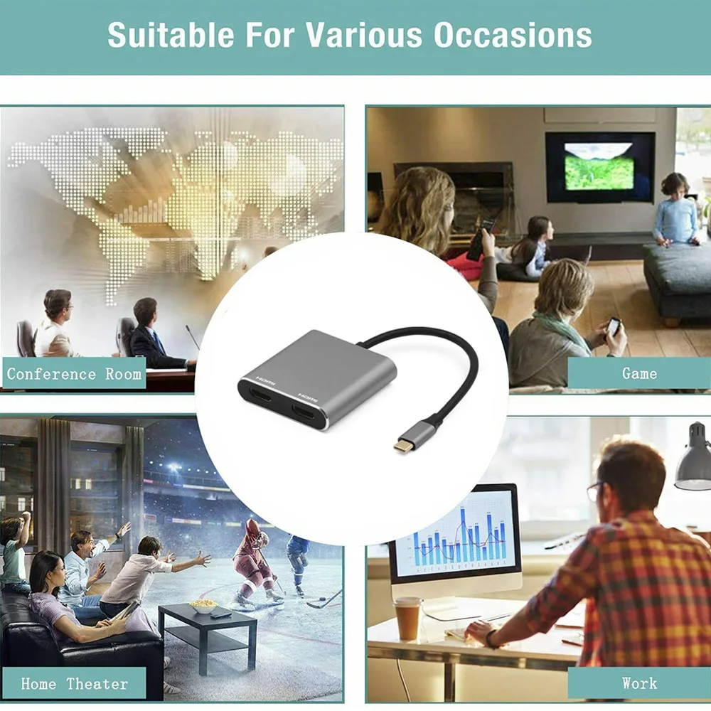 

Typec to dual HDMI4K adapter cable Type-C to HDMI PDMacbook iPad Pro switcher