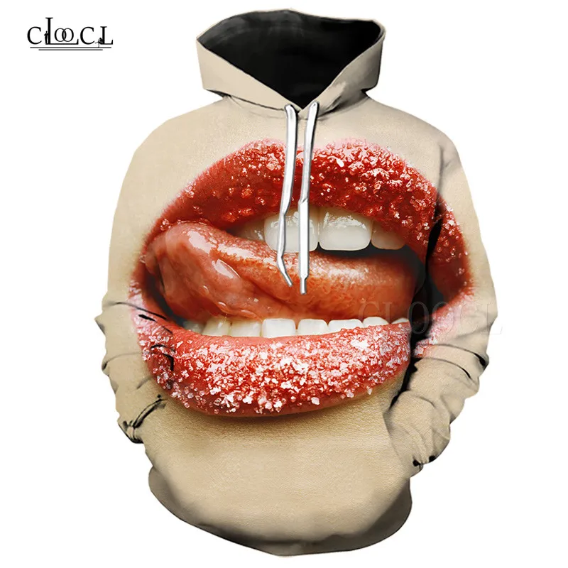 

New Sexy Lips 3D Printed Women Hoodie Plus Size Womens Fashion Lipstick Female Long Sleeve Sweatshirt Hoodies Harajuku Pullover