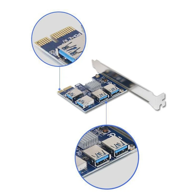 

27RA PCI-E Riser Board 1x to 4x Adapter Card PCI-E Graphic Card Riser 16X Slots