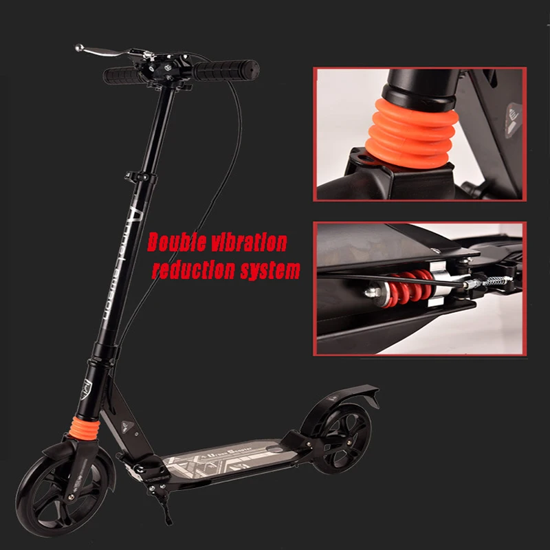 Новый портативный складной самокат с двойным тормозом и регулируемой высотой