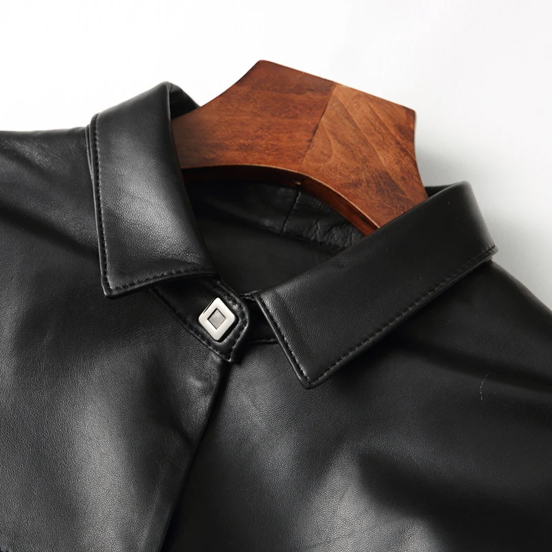

JCHB 2021 coat Leather for leather Women spring long coat sheepskin slim coat T