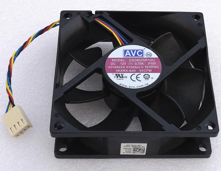 

New AVC 8025 8cm fan hydraulic 4-wire speed regulation ds08025r12u p197 12V 0.70a For Dell P/N 0KXRX : A00