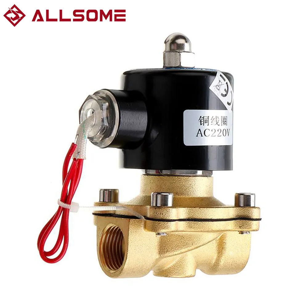 

ALLSOME 1/2 3/4 1 Inch AC220V Electric Solenoid Valve Pneumatic Valve for Water Air Gas Brass Valve Air Valves Durable CJ010