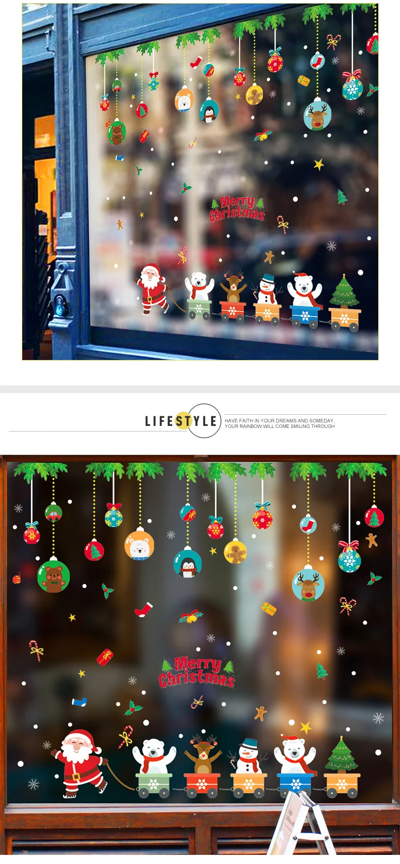 

Christmas Train Decoration Wall Stickers New Year Spring Festival Shop Window Glass Stickers