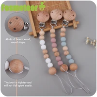 fosmeteor new infant products beech wood hole clip to comfort baby silicone beads molar toy pacifier chain anti dropping toy