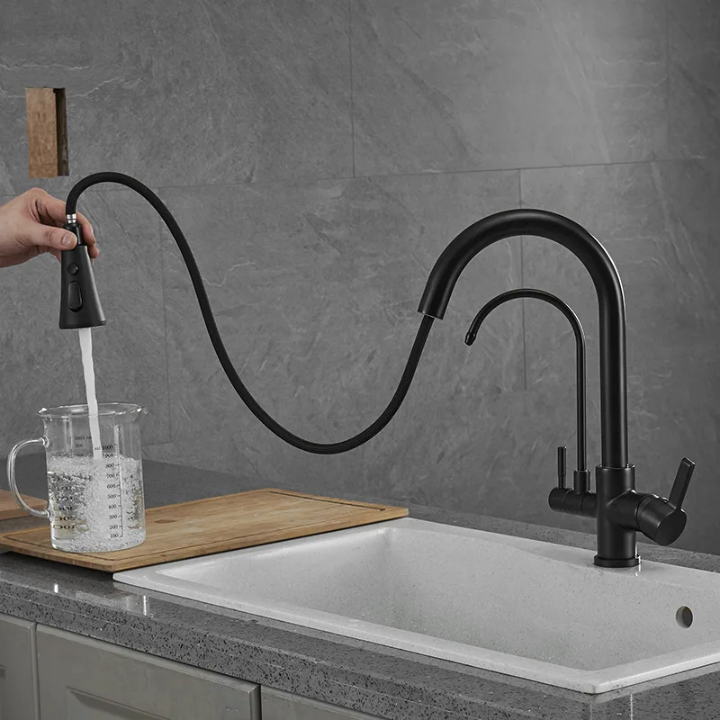 Сенсорные смесители для кухни хромированные выдвижные краны с тремя