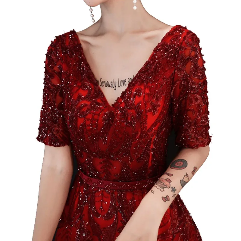 Женское платье с блестками красное вино для невесты свадьбы новый стиль