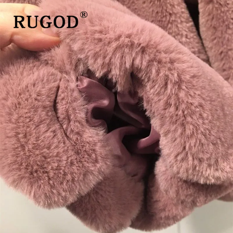 

RUGOD 2019 Women Thick Velvet Sweater Autumn Winter O-neck Long Sleeves Loose Warm Coat Korean Chic Sweet Fashion Elegant Coat