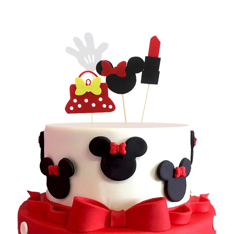 

8pcs Minnie Mouse Inspired Cupcake Toppers Kids Birthday Party Supplies Decorations And Cupcake Party Topper Supplies