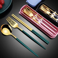 travel tableware western dinner set chopsticks camping fork spoon kitchen dinnerware stainless steel portable cutlery set