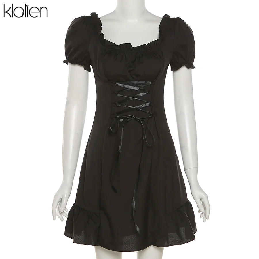 

Klalien - white mini dress, lady's elegant bow, sexy and romantic French silk dress, summer party and
