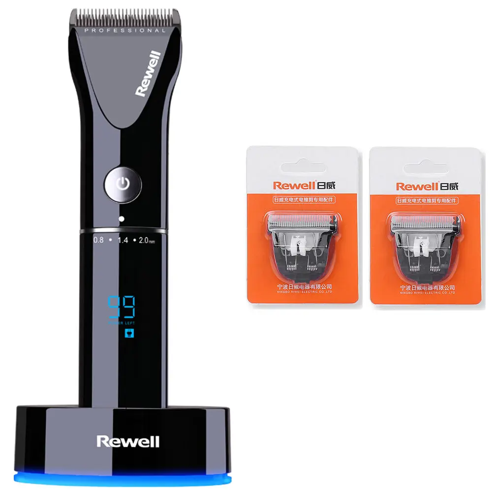 Black Add 2pcs Blade Профессиональная электрическая машинка для стрижки волос Титан F17 перезаряжаемый триммер для волос для мужчин бритва для бороды машинка для стрижки волос светодиодный дисплей - Цвет: Black Add 2pcs Blade