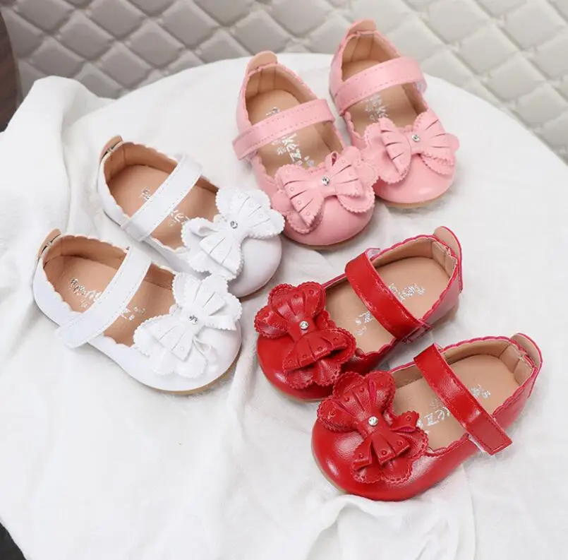 Туфли принцессы с бантом бабочкой свадебные туфли для девочек белые мягкая