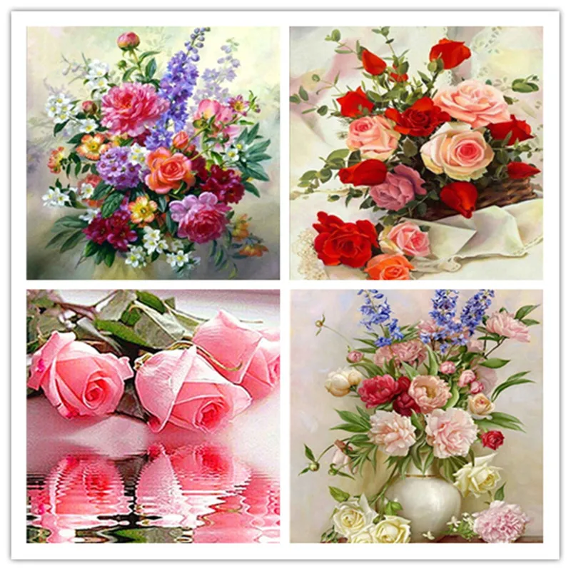 Полная алмазная живопись цветок розы новая Алмазная Вышивка Цветы Картина