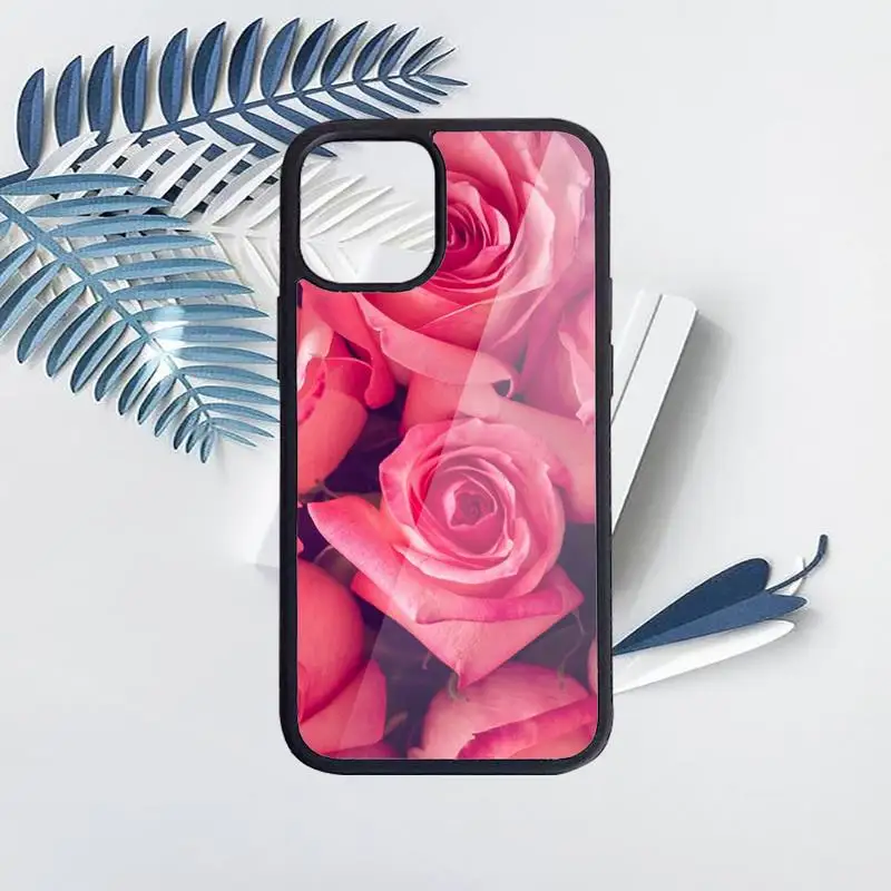 

Pink roses Phone Case for iPhone 11 12 pro XS MAX 8 7 6 6S Plus X 5S SE 2020 XR Hard PC