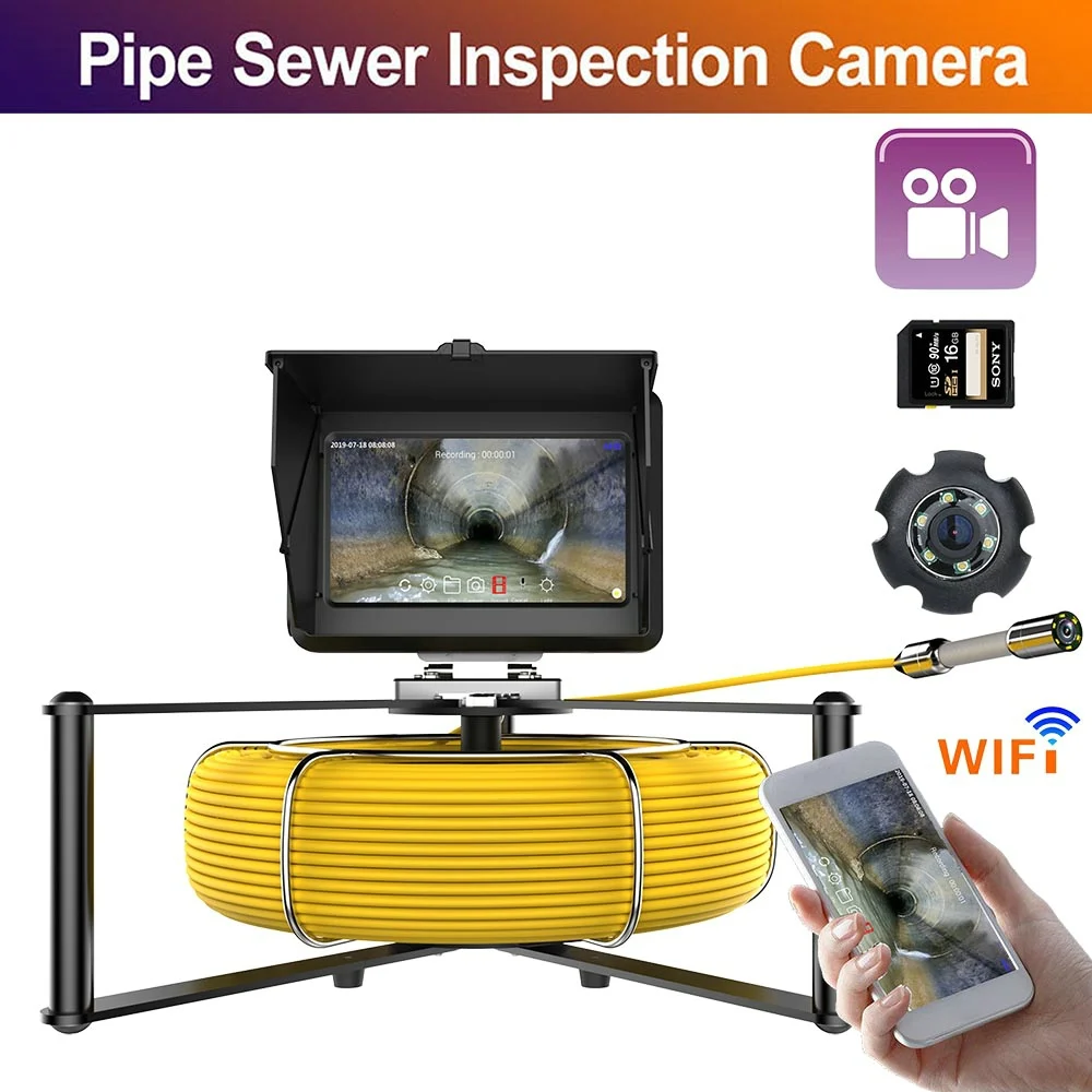 

WIFI Wireless Pipe Inspection Video Camera System 7 inch Waterproof 1080P Camera with 6W LED Lights