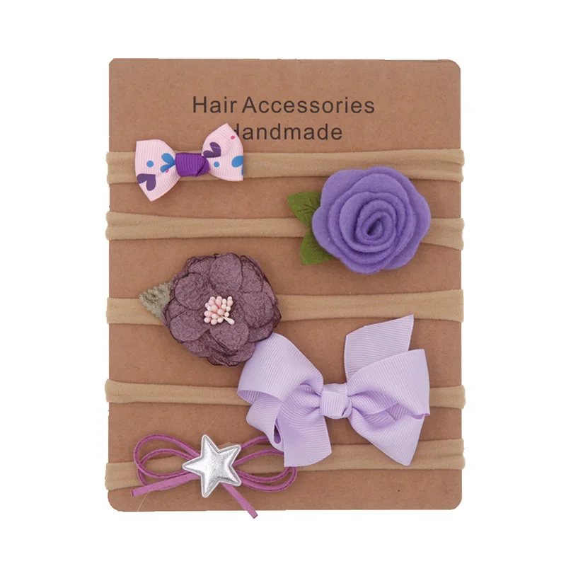 

6pcs Elastic Flower Headbands for Baby Girls Hair Accessories Baby Girls Bow Nylon Turban Skinny Stretchy Rubber Hair band