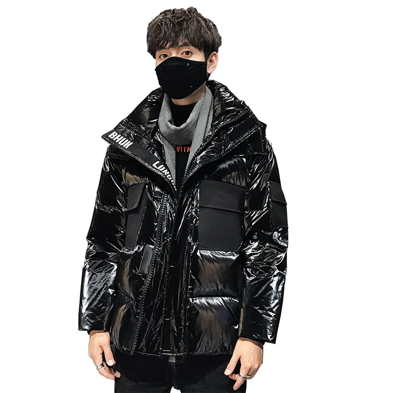 

Высококачественный пуховик с капюшоном и утиным пухом, блестящий пуховик, мужские уличные пальто