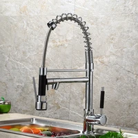 vertical copper kitchen faucet vegetable basin cool hot mixed multi function rotary spring