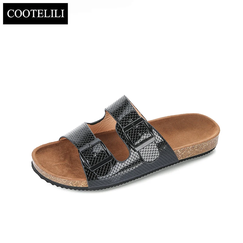 

COOTELILI Women Summer Slipper Buckle Ladies Flats Shoes Womens Casual Shoes Slipper Serpentine Basic Fashion Flat Slipper