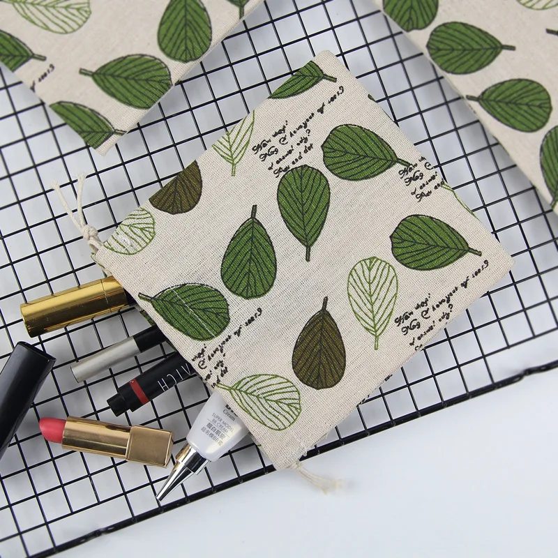 Винтаж зеленый лист постельное белье ювелирное изделие подарок мешок 8x10 см x 9 12