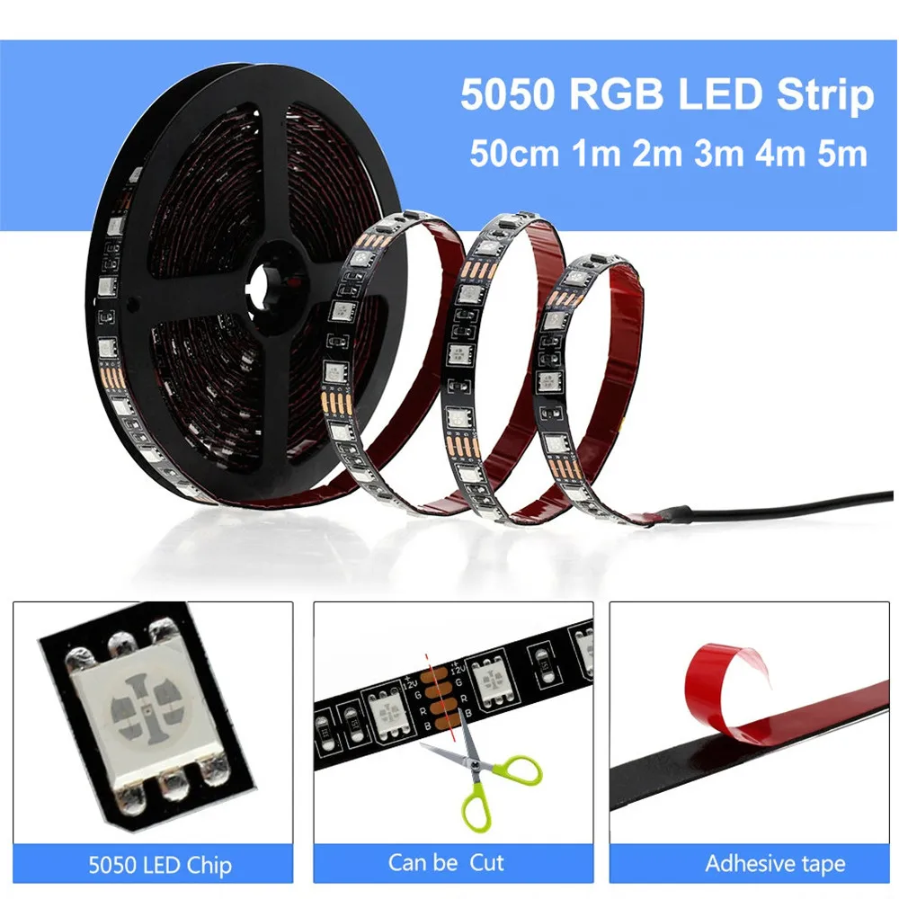 Светодиодная лента 5 В 5050 RGB 50 см 1 м 2 3 4 м|Светодиодные ленты| |