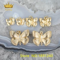 5pcs copper clad gold color solid butterfly pendant handmade diy earrings accessories ancient style accessories materials