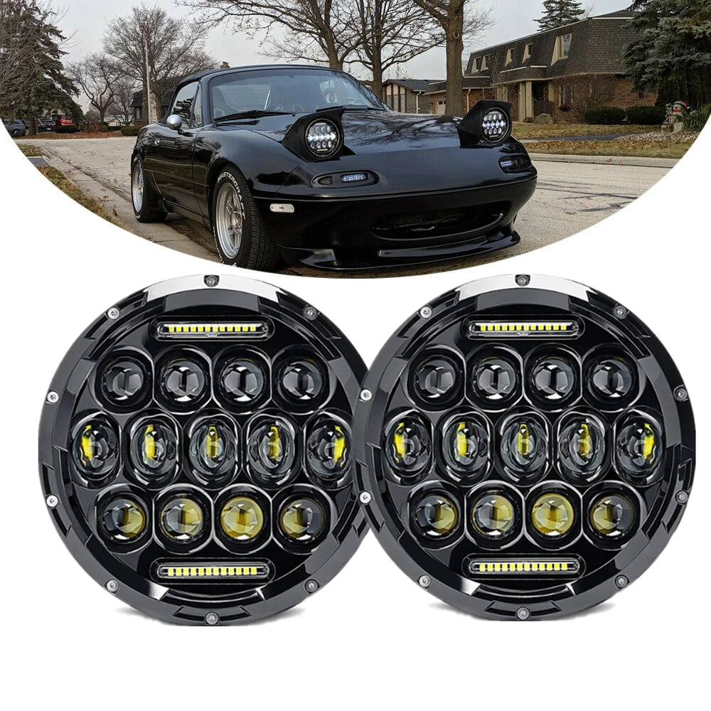 DOT 75 Вт 7 дюймов светодиодные фары для 90-97 Mazda Miata MX5 MX-5 герметичный луч Белый DRL фары для Лада Нива 4X4
