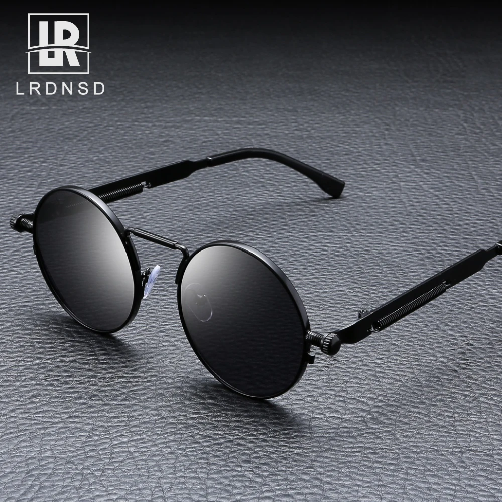 LRDNSD Солнцезащитные очки Мужские стимпанк Ретро Хиппи круглые солнцезащитные Oculos