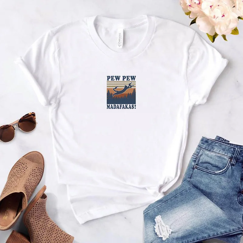 

Pew Madafakas T-shirts Short Sleeve Vintage Summer Women Women's Tee Shirt Women-clothing With Sleeves Cute Tops Woman Female