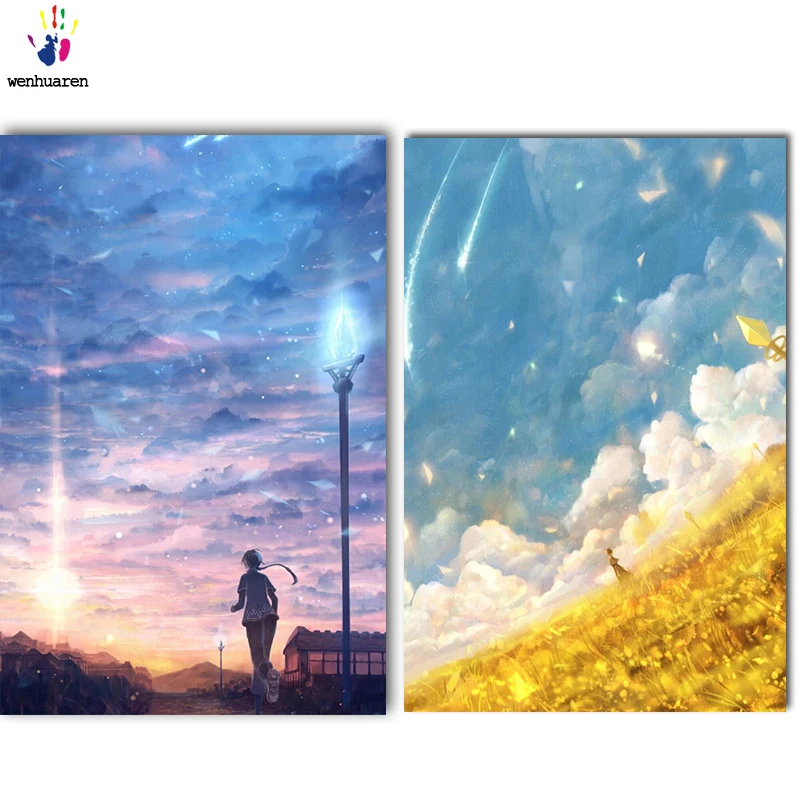 DIY картинки для раскраски по номерам с цветами красивое небо вид Картина Рисунок