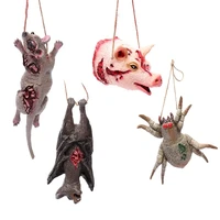 8pcs 3d bats pig heads rats spider animal props halloween party supplies horror tricky outdoor indoor window garden decoration