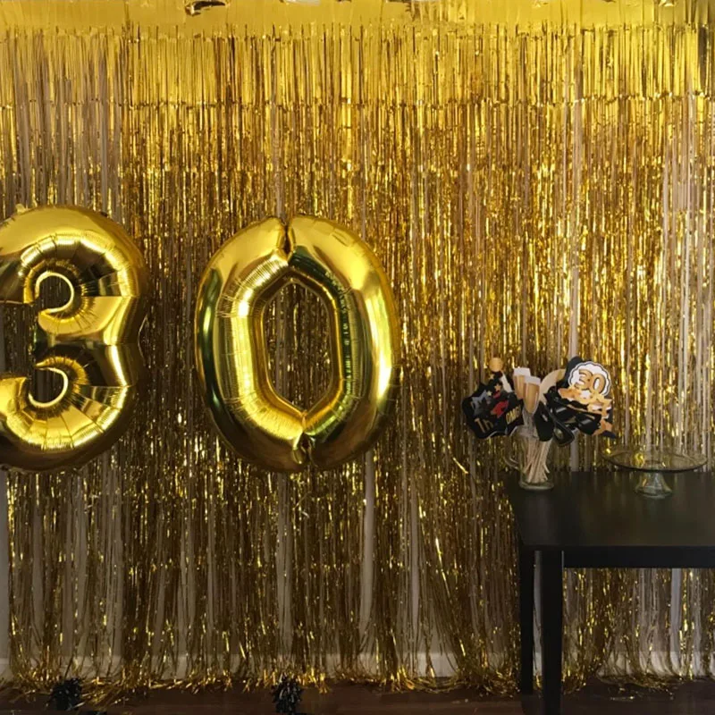 2x1 м розовое золото шампанское дождик глянцевый Блестящий Фон с бахромой