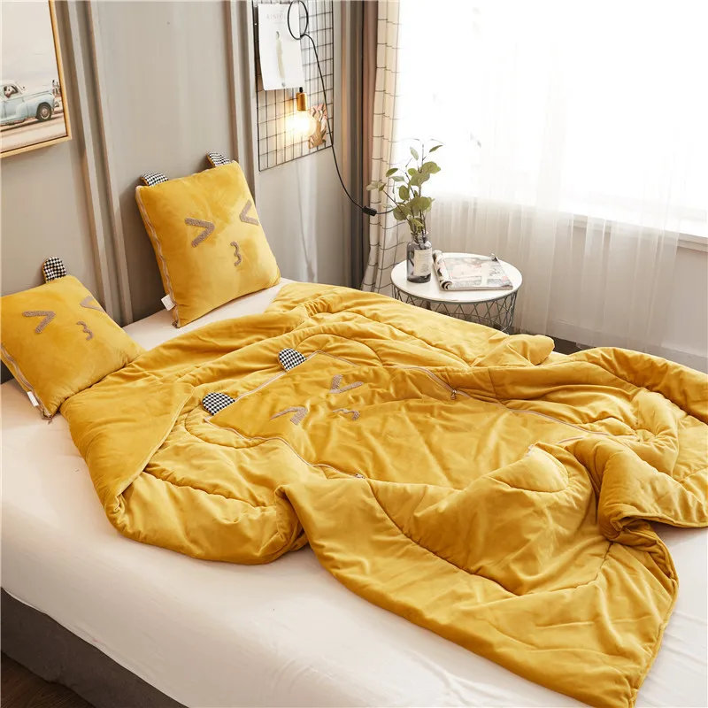 Бархатное одеяло 2 в 1 для автомобиля дивана поясничная Подушка дышащее складное