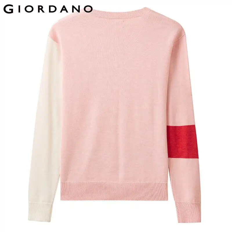 Женский свитер Giordano контрастный трикотажный пуловер с круглым вырезом тонкие
