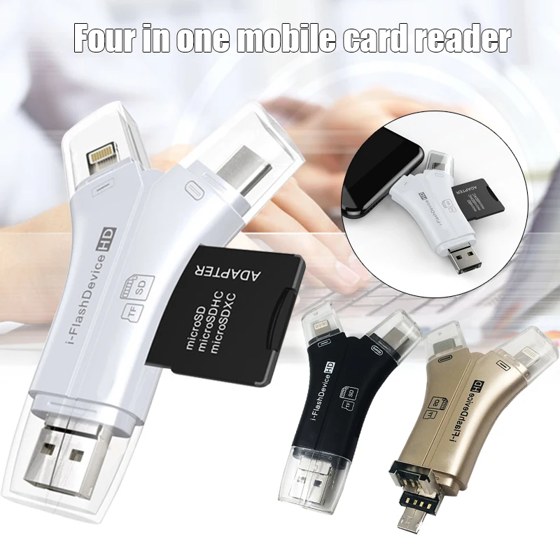 

4 в 1 i-Flash Drive USB Micro SD/TF устройство для чтения карт памяти, адаптер для телефона, универсальный SAL99