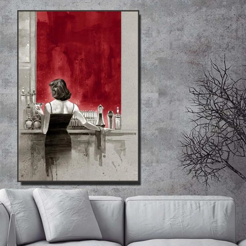 Плакаты для спальни холст с изображением женщины и мужчины удовольствием пьют в