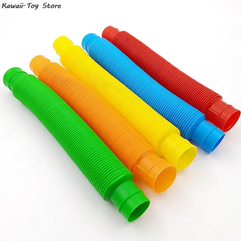 Mini tubos sensoriales para adultos y ni&ntilde;os, juguete antiestr&eacute;s para aliviar el estr&eacute;s, pl&aacute;stico, fuelle, 5 uds.-3