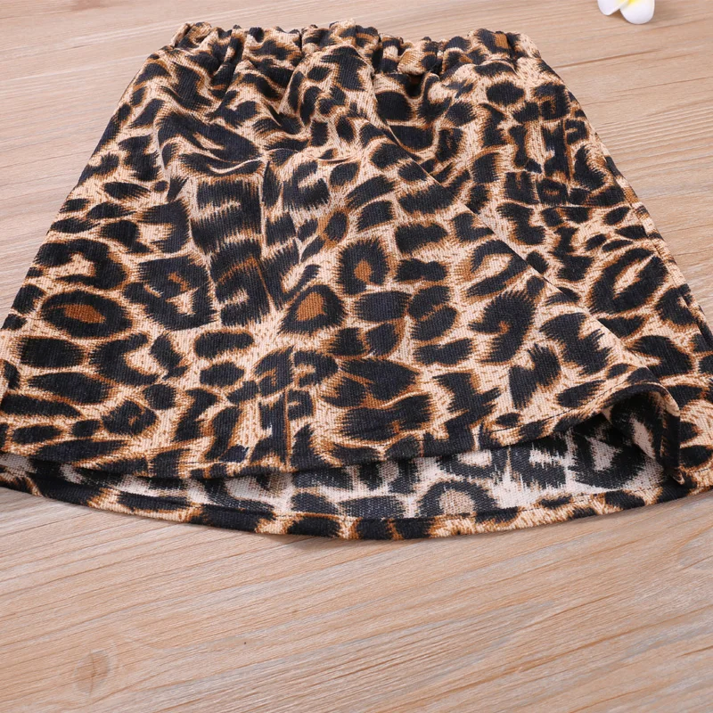 

2021 Spring Autumn Clothes For Girls Leopard Tops+Skirt 2Pcs Girls Clothes Kid Clothing Baby Girl Clothes Children Suit
