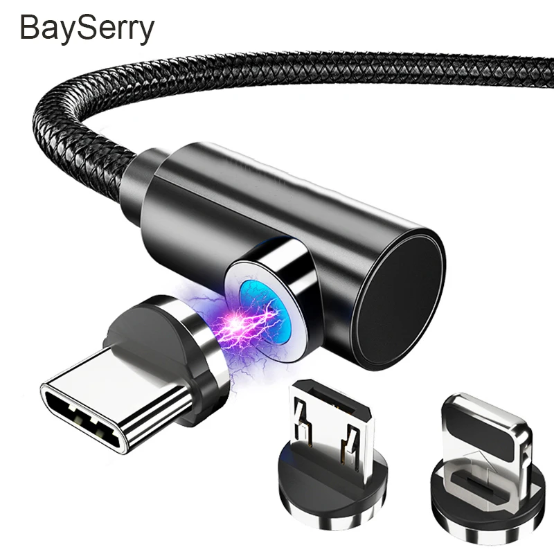 Магнитный кабель Micro USB BaySerry для iPhone 12 Samsung Huawei Type C провод быстрой зарядки шнур Кабели C|Кабели мобильных